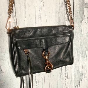 Rebecca Minkoff Black Leather Gold Hardware Crossbody Bag EUC